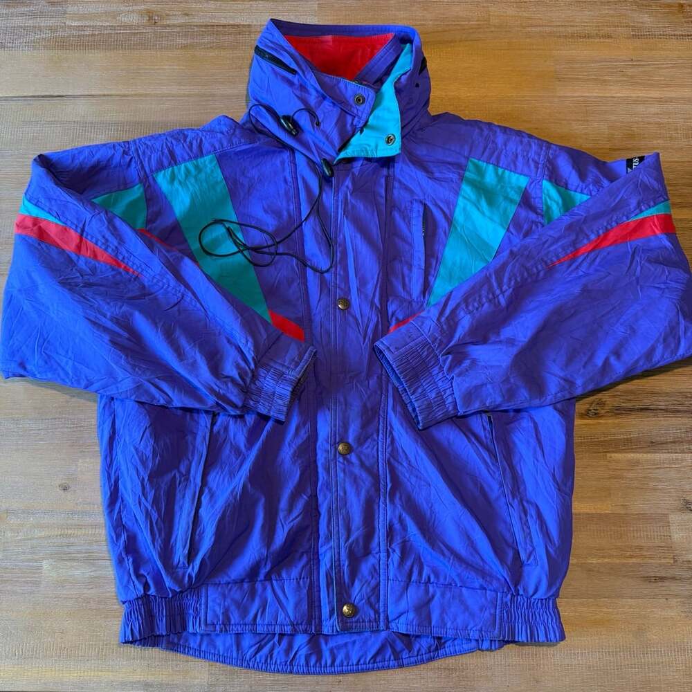 Vintage 80s 90s Descente Ski Jacket M Purple Teal Colorblock Lotus Act Gorpcore